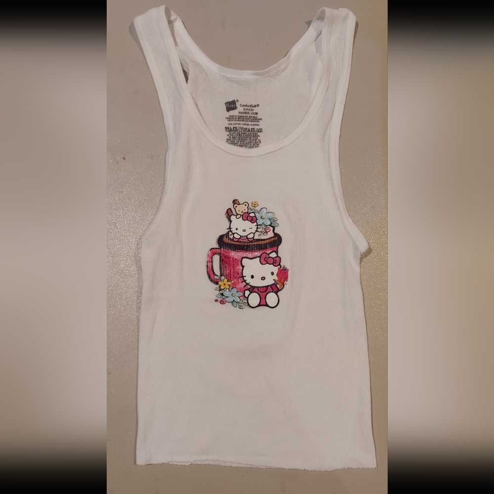 Hello Kitty White and Pink Kids Tank Top